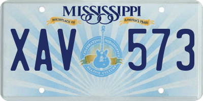 MS license plate XAV573
