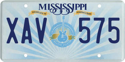 MS license plate XAV575
