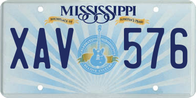 MS license plate XAV576