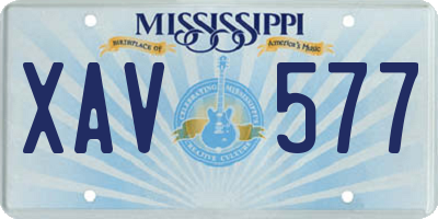 MS license plate XAV577