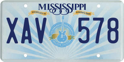 MS license plate XAV578