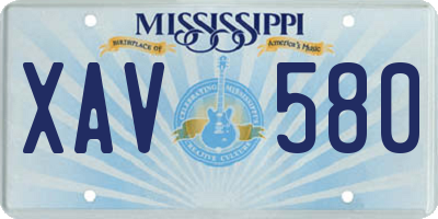 MS license plate XAV580
