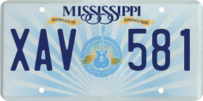 MS license plate XAV581