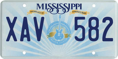 MS license plate XAV582