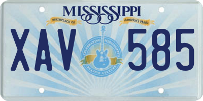 MS license plate XAV585