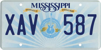 MS license plate XAV587