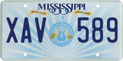 MS license plate XAV589