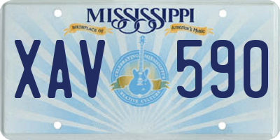 MS license plate XAV590