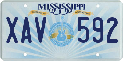 MS license plate XAV592