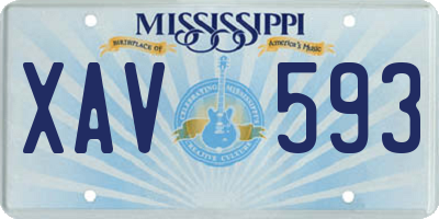 MS license plate XAV593