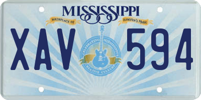 MS license plate XAV594
