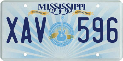 MS license plate XAV596