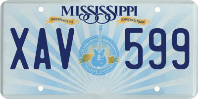 MS license plate XAV599