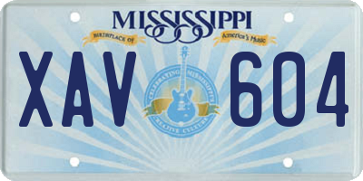 MS license plate XAV604
