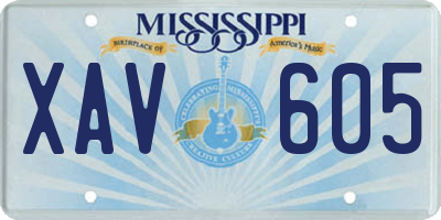 MS license plate XAV605