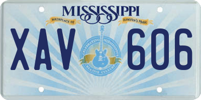 MS license plate XAV606