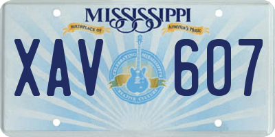 MS license plate XAV607