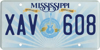MS license plate XAV608
