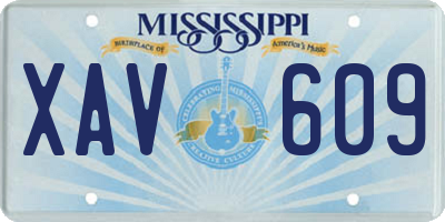 MS license plate XAV609