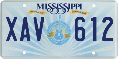 MS license plate XAV612