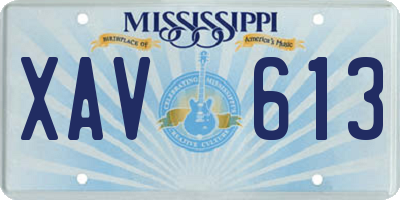 MS license plate XAV613