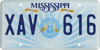 MS license plate XAV616