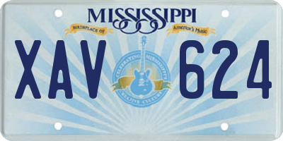MS license plate XAV624