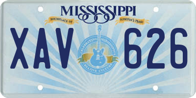MS license plate XAV626