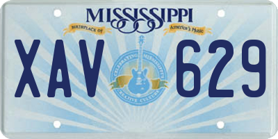 MS license plate XAV629