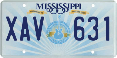 MS license plate XAV631