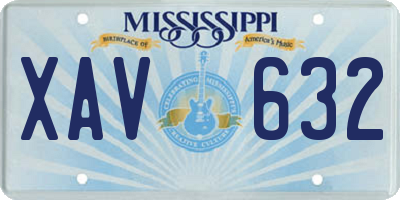 MS license plate XAV632