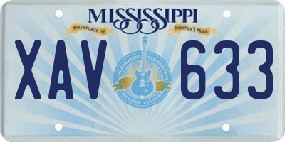 MS license plate XAV633