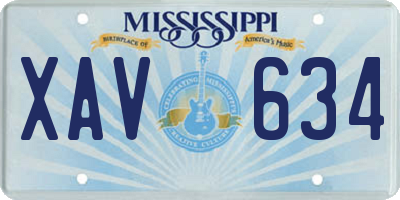 MS license plate XAV634