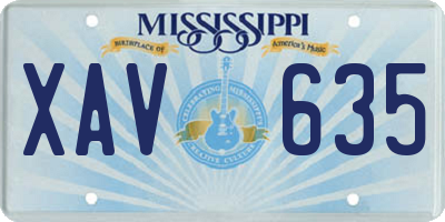 MS license plate XAV635