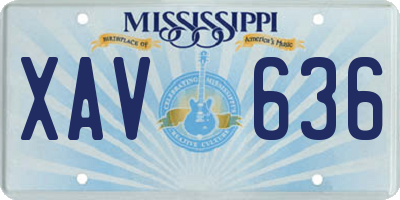 MS license plate XAV636