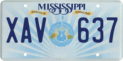 MS license plate XAV637