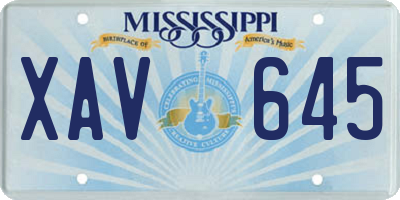 MS license plate XAV645