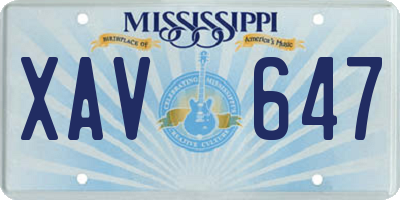 MS license plate XAV647