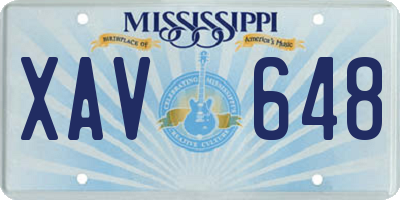 MS license plate XAV648