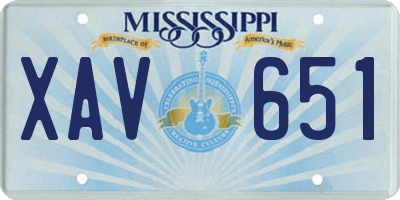 MS license plate XAV651