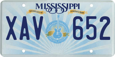 MS license plate XAV652