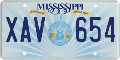 MS license plate XAV654