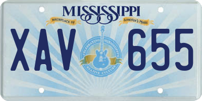 MS license plate XAV655