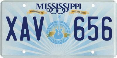 MS license plate XAV656