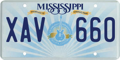MS license plate XAV660