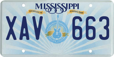 MS license plate XAV663