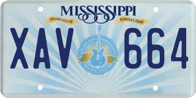 MS license plate XAV664
