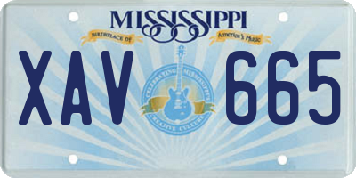 MS license plate XAV665