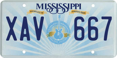 MS license plate XAV667