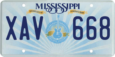 MS license plate XAV668